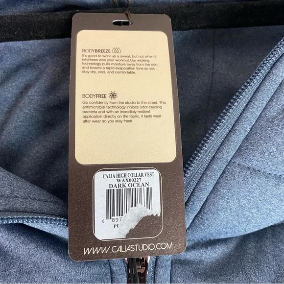 Calia Astronomical Zip High Collar Quilted Vest In Dark Ocean Size L - Picture 9 of 9